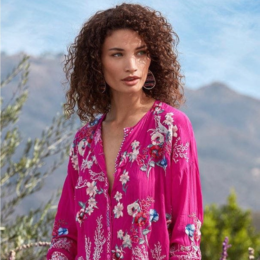 Johnny Was ELIAS BLOUSE Rose Violet size medium EUC!